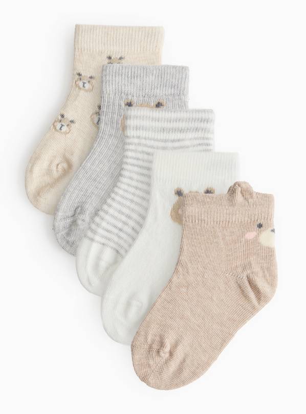 Unisex Bear Socks 5 Pack 1-6 months